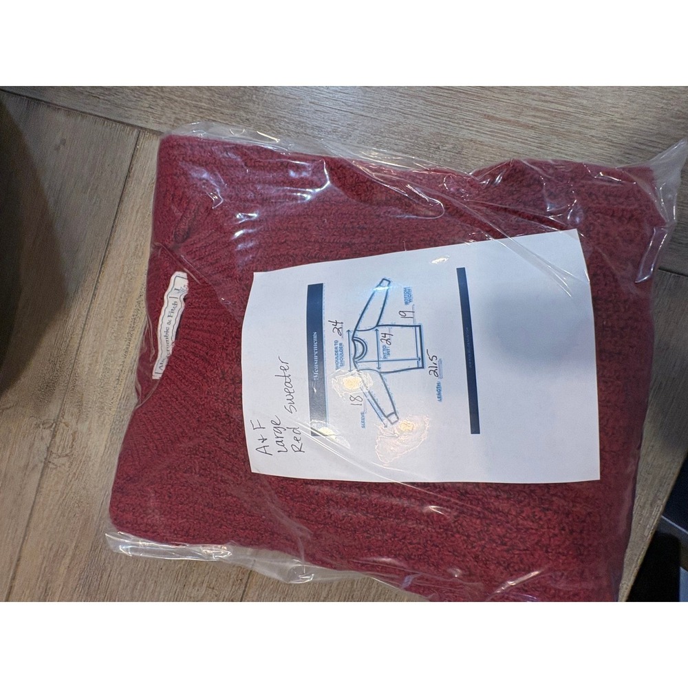 Abercrombie Fitch Red Cable Knit Crewneck Sweater Cozy Casual Women's Large - Picture 6 of 6